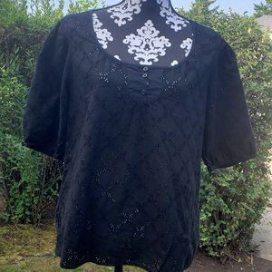 ANN TAYLOR LOFT Women's Black Short Sleeve Knit